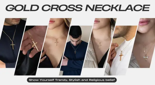 Collares con cruces de oro, mostrando estilo y fe.