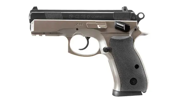Pistola CZ 75 D Compact ASG, una de las réplicas de armas airsoft más detalladas.