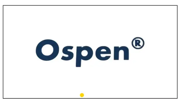 Logo Ospen w kolorze granatowym, z zarejestrowanym znakiem towarowym.