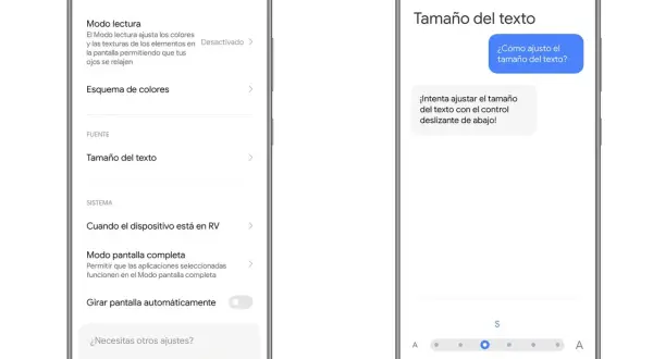 Ajusta el tamaño del texto en tu móvil. En la pantalla de "Tamaño del texto", usa el control deslizante para hacer las letras más grandes o pequeñas.