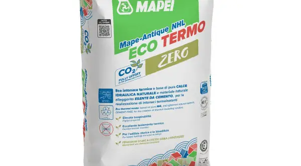 Sacco di Mapei Eco Termo Zero, intonaco a calce per isolamento termico. Ideale per bioedilizia e restauro, come fare intonaco a calce.