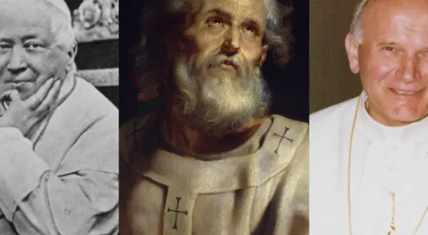 Trzy portrety papieży: Pius IX, św. Piotr i Jan Paweł II. Czy któryś z nich był najdłużej panującym papieżem?