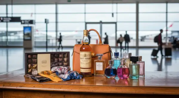 Luksusowe perfumy, czekoladki i akcesoria czekają na podróżnych na lotnisku. Idealne prezenty na podróż.