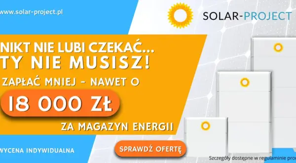 Magazyn energii Tauron. Oszczędź nawet 18 000 zł na magazynie energii. Sprawdź ofertę Solar-Project.