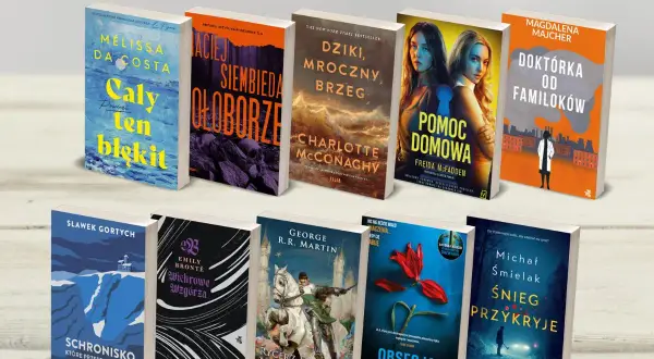 Bestsellery literatury kobiecej i kryminały: "Cały ten błękit", "Pomoc domowa", "Doktorka od familoków" i inne.