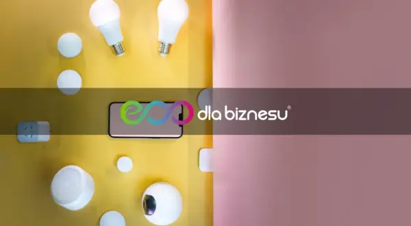 Inteligentne żarówki, głośnik, wtyczka i telefon. Nowoczesna energia elektryczna jednostka dla domu i biznesu.