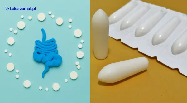 Model jelitowy i tabletki po lewej, czopki po prawej. Szukasz najszybszy lek na zaparcia?