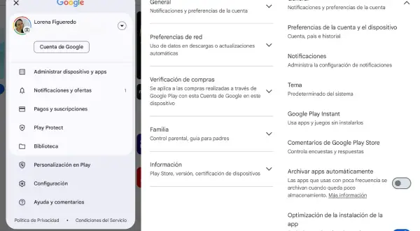Menu Ustawienia w Google Play. Zobacz, jak zmienić kraj w Google Play, aby dostosować ofertę aplikacji.