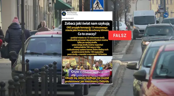 Protest przeciwko koncepcji miasta 15-minutowego, które ma ograniczać swobodę poruszania się.