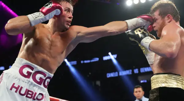 Gennady Golovkin lands a powerful punch, the most important punch in boxing, against Canelo Alvarez in a thrilling fight.