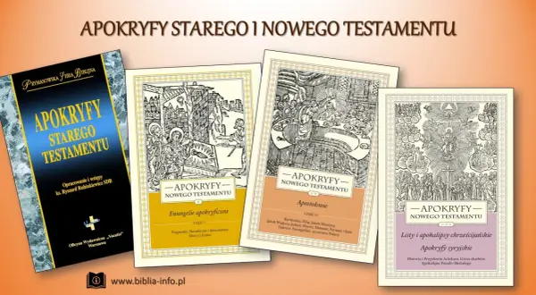 Książki z serii "Apokryfy Starego i Nowego Testamentu", zawierające teksty ewangelii, apostołów i listów.