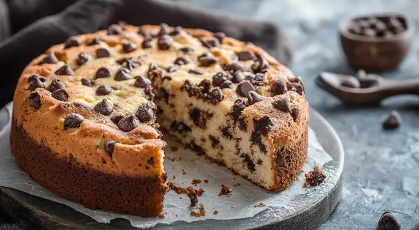 En saftig chokladkaka med ricotta, toppad med chokladknappar. En perfekt dessert för alla chokladälskare.