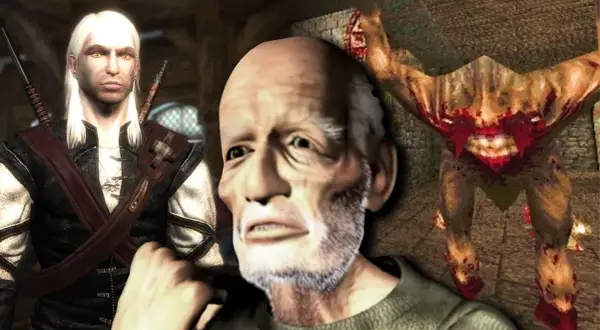 Wspomnienia z gry dzieciństwa: Geralt z Rivii, starszy mężczyzna i krwiożerczy potwór.