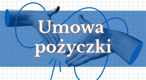 Dwie dłonie symbolizujące umowę pożyczki, na tle siatki.