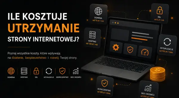 Koszty utrzymania strony internetowej: domena, hosting, SSL, aktualizacje, bezpieczeństwo i SEO.
