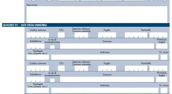 Dati per il preliminare acquisto casa: dettagli immobili, indirizzi, codici catastali e dati per la compravendita.