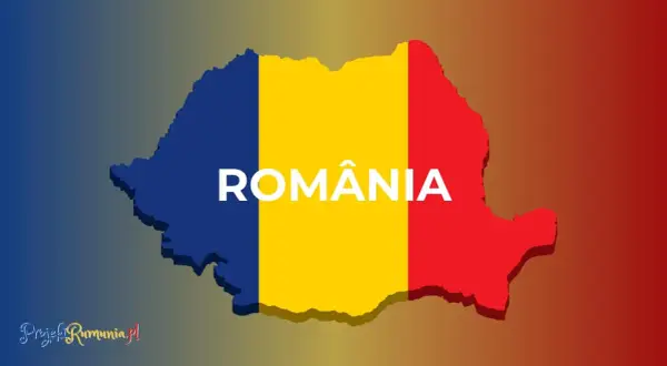 Mapa Rumunii z flagą narodową. Odpowiedź na pytanie: czy Rumunia jest w Unii? Tak, Rumunia jest członkiem Unii Europejskiej.