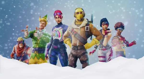 Postacie z gry Fortnite w zimowej scenerii, zapowiadające sezon 7.