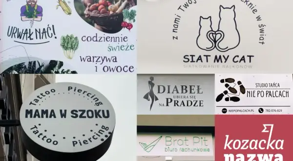 Kolekcja fajnych nazw na grupy: "Mama w szoku", "Siat my cat", "Diabeł ubiera się na pradze", "Nie po palcach", "Brat Pit", "Kozacka nazwa".