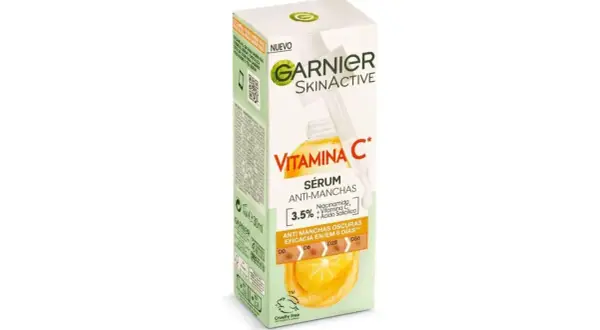 Sérum Garnier Skinactive Vitamina C anti-manchas con ácido salicílico, para una piel radiante en 6 días.