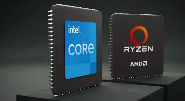 Procesor Intel Core obok procesora AMD Ryzen. Wybór między nimi to kluczowa decyzja dla każdego komputera.