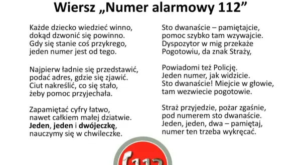 Wiersz o numerze alarmowym 112. Pamiętaj: 911 co to za numer? To 112!