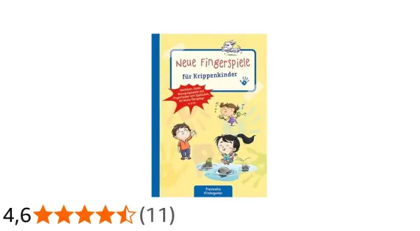 Buntes Buchcover mit Kindern, die Spaß haben. Bietet neue Fingerspiele für Krippenkinder, Lieder und Bewegungsspiele.