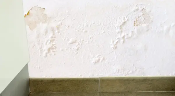 Pared con desconchones y ampollas por humedad ascendente. Busca una sika humedades por capilaridad solucion casera.