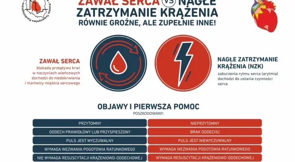Zawał serca vs nagłe zatrzymanie krążenia (NZK). Porównanie objawów i pierwszej pomocy.
