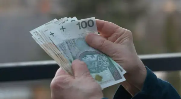 Dłonie liczą banknoty 100 zł. Może to być wynagrodzenie, oszczędności lub przychód z działalności nierejestrowanej.