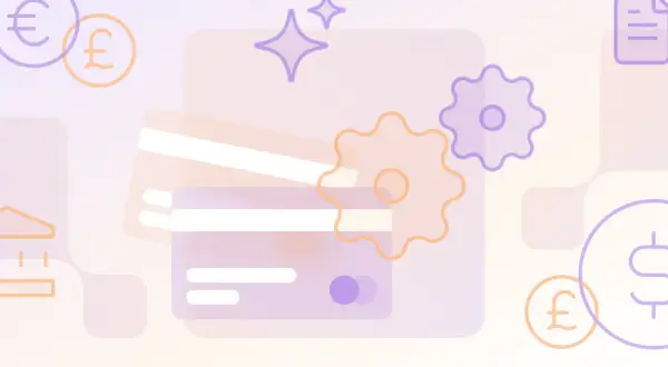 Kreditkarten, Währungssymbole und Zahnräder deuten auf einen effizienten **payment processor** hin, der Transaktionen vereinfacht.