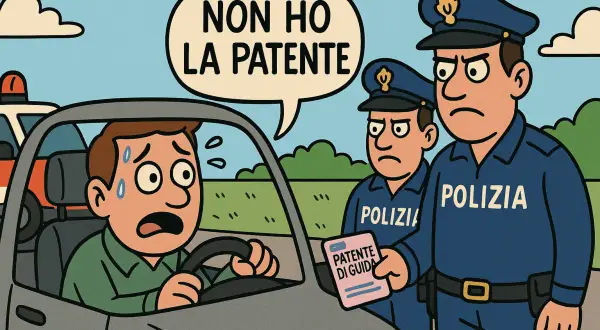 Un automobilista sudato ammette "Non ho la patente" a due poliziotti severi. Cosa succede se ti fermano senza patente?