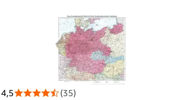 Karte des Großdeutschen Reiches mit den Sudetendeutschen Gebieten, 1938.