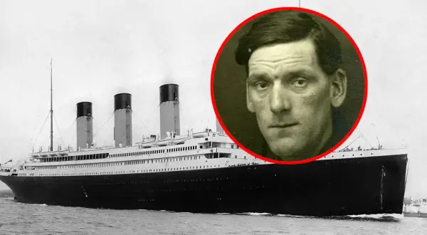 Titanic – prawdziwa historia. Portret mężczyzny na tle majestatycznego statku.