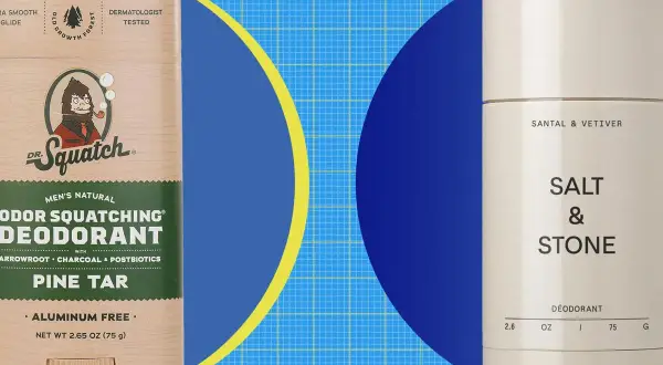 Dwa dezodoranty: Dr. Squatch "Pine Tar" i Salt & Stone "Santal & Vetiver". Czy ałun co to? To naturalny składnik, którego nie ma w tych produktach.