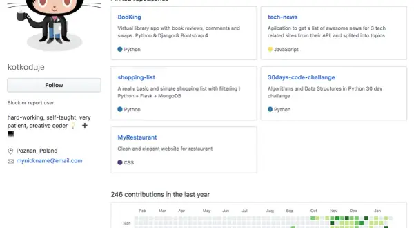 Portfolio programisty z wypunktowanymi projektami: BooKing, tech-news, shopping-list, 30days-code-challange, MyRestaurant.