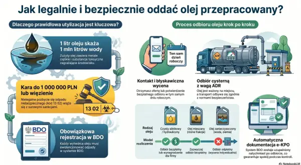 Gdzie oddać zużyty olej silnikowy? Dowiedz się, jak legalnie i bezpiecznie pozbyć się odpadu, unikając kar i chroniąc środowisko.