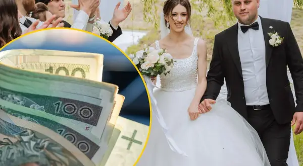 Para młoda idzie do ołtarza, a w tle widać stos banknotów. Czy wesele się zwraca?
