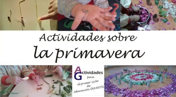 Niños explorando la naturaleza y creando arte con pétalos y hojas. Divertidas actividades primavera para aprender y jugar.