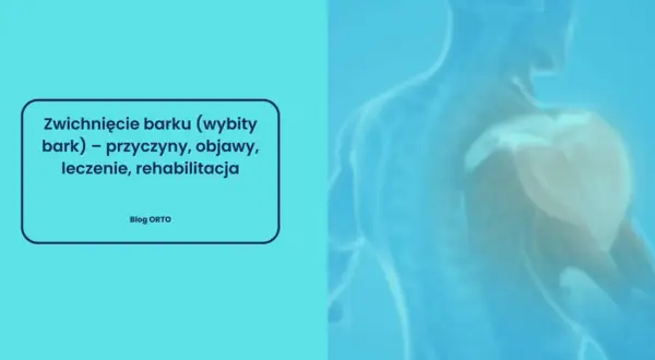 Zwichnięcie barku (wybity bark) – przyczyny, objawy, leczenie, rehabilitacja. Grafika przedstawia zarys ludzkiego ramienia z uwypuklonym stawem barkowym.