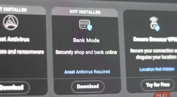 Avast Secure Browser oferuje tryb Bank Mode do bezpiecznych transakcji online. Wymaga Avast Antivirus.