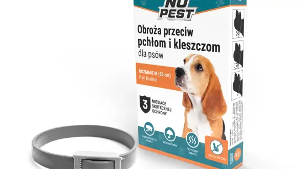 Obroża NO PEST dla psów, co najlepsze na pchły i kleszcze. Skuteczna ochrona przez 3 miesiące.