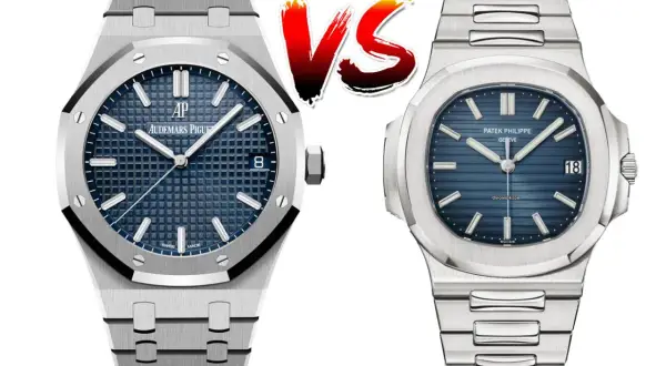 Audemars Piguet vs Patek Philippe: dos relojes de lujo icónicos, ambos con esferas azules y brazaletes de acero.