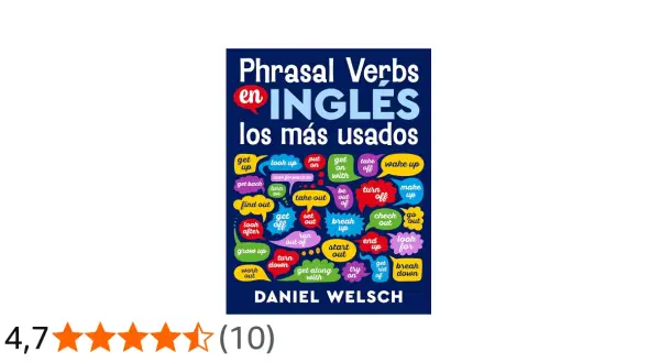 Portada de libro "Phrasal Verbs en Inglés" con muchos phrasal verbs con "up" como "wake up", "break up", "grow up".