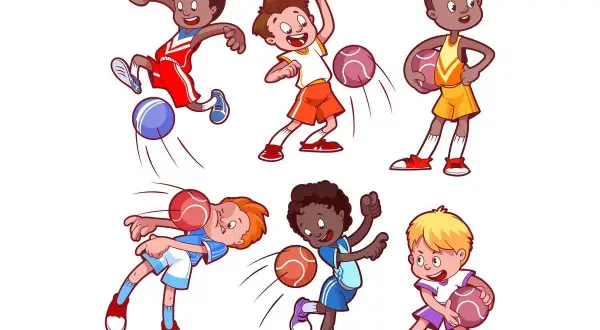 Dzieci grają w zbijaka, rzucając i odbijając piłki. Radosna zabawa sportowa.