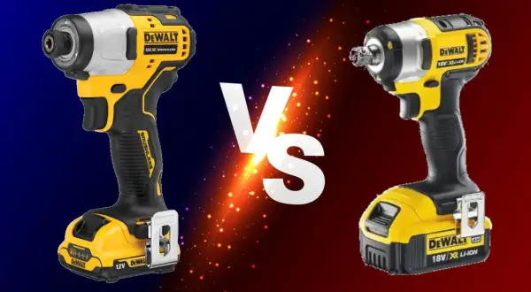 Wkrętarka DeWalt 12V vs zakrętarka DeWalt 18V. Dwa elektronarzędzia DeWalt w żółto-czarnej kolorystyce, gotowe do pracy.