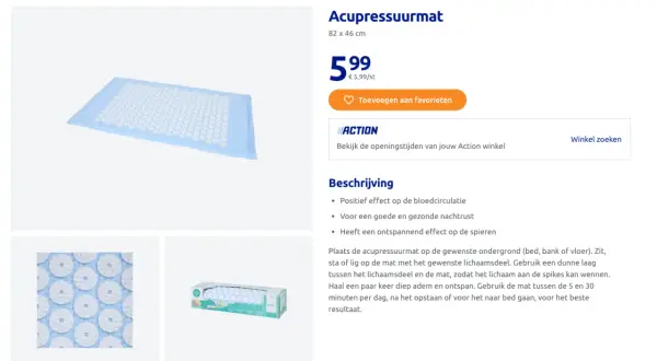 Lichtblauwe acupressuurmat met witte puntjes, ideaal voor ontspanning en betere bloedcirculatie.