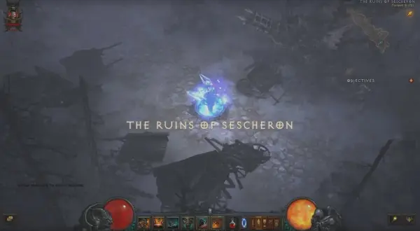 Ruiny Sescheron w Diablo 3, gdzie gracze mogą znaleźć Kostkę Kanai.