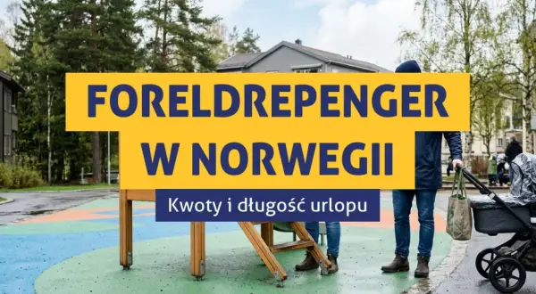 Tacierzyński urlop w Norwegii. Rodzice z wózkiem spacerują po osiedlu.