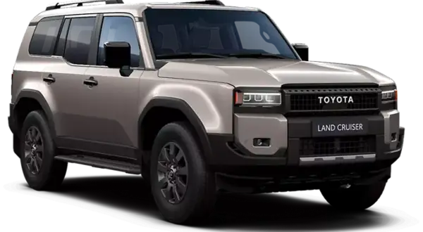 Nowy, masywny Toyota Land Cruiser, czyli jeep marzeń, gotowy na każdą wyprawę.